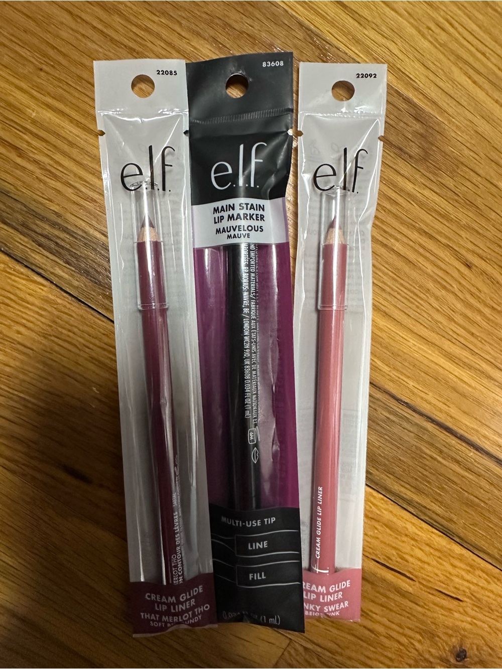 e.l.f. Lip Marker & Cream Glide Lip Liner Trio - Mauve, Berry, Pink